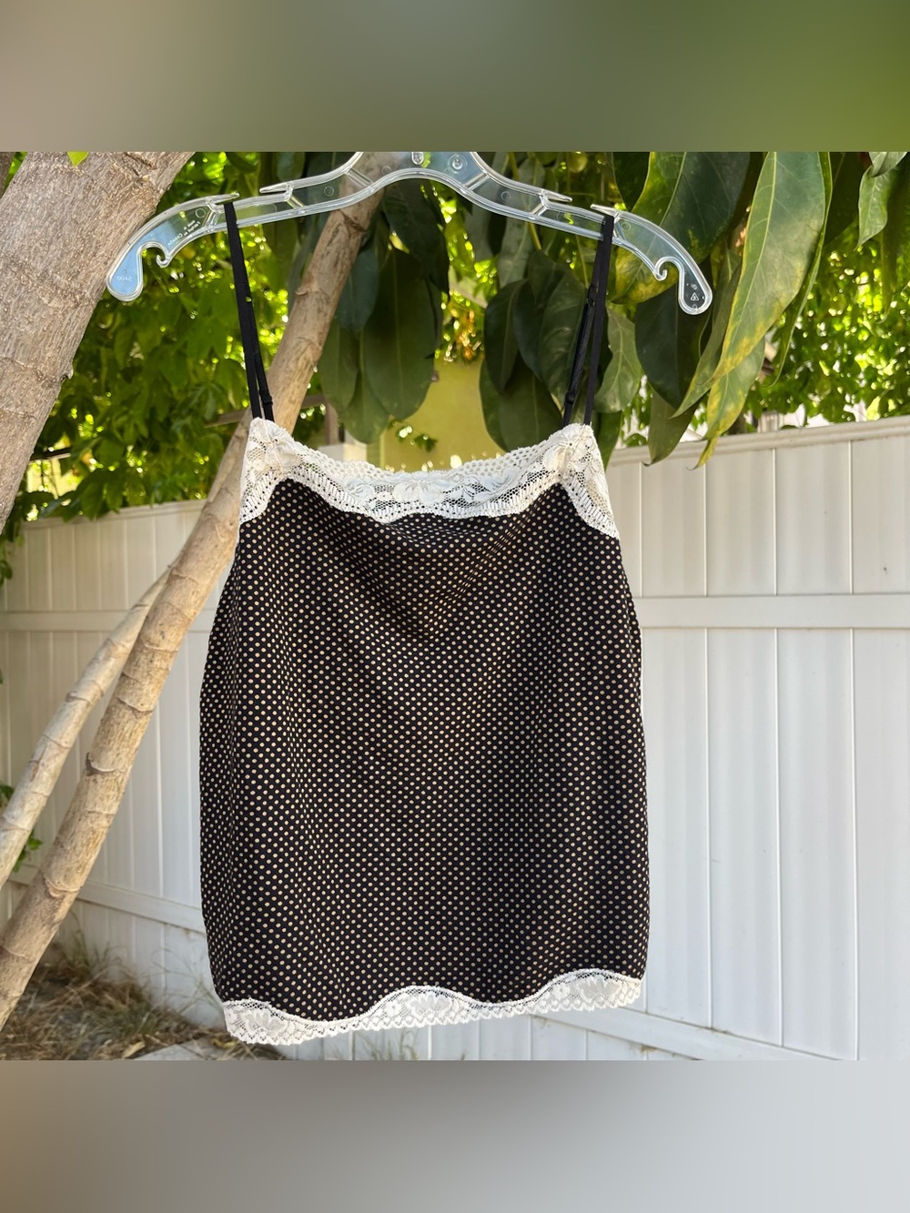 Polka Dot Camisole Top with Floral Cream  Lace Trim 🎀.